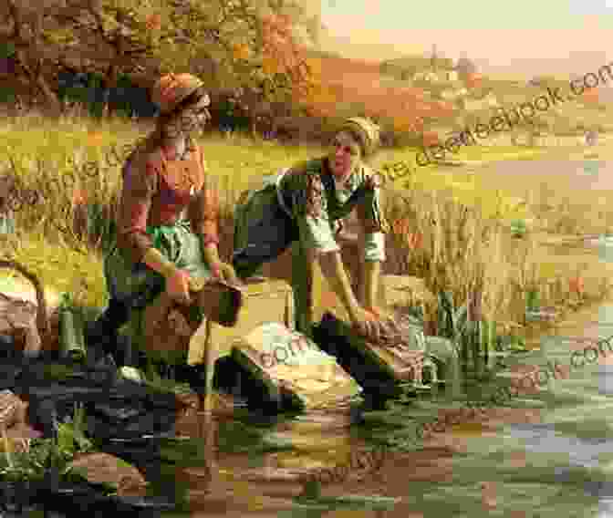 A Painting By José Malhoa Depicting A Group Of Women Washing Clothes In A River. 39 Color Paintings Of Jose Malhoa Portuguese Realist Painter (April 28 1855 October 26 1933)