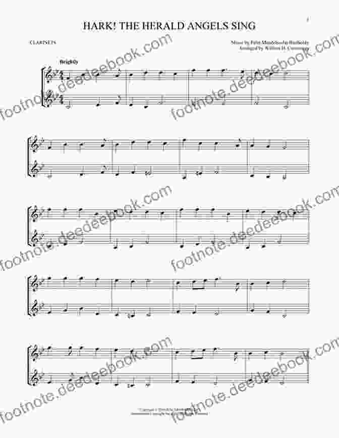 Bass Clarinet Part For 'Hark! The Herald Angels Sing' Bass Clarinet Part (instead Bassoon) Of 10 Christmas Tunes For Flex Woodwind Quartet: Easy/intermediate (10 Christmas Tunes Flex Woodwind Quartet 8)