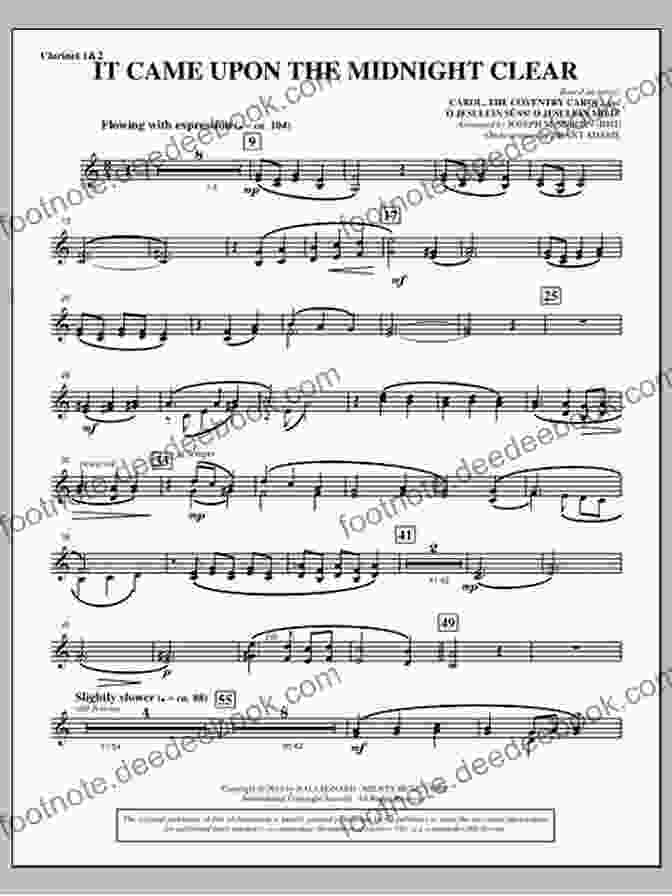 Bass Clarinet Part For 'It Came Upon A Midnight Clear' Bass Clarinet Part (instead Bassoon) Of 10 Christmas Tunes For Flex Woodwind Quartet: Easy/intermediate (10 Christmas Tunes Flex Woodwind Quartet 8)