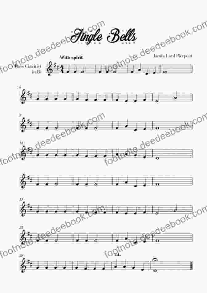 Bass Clarinet Part For 'Jingle Bells' Bass Clarinet Part (instead Bassoon) Of 10 Christmas Tunes For Flex Woodwind Quartet: Easy/intermediate (10 Christmas Tunes Flex Woodwind Quartet 8)