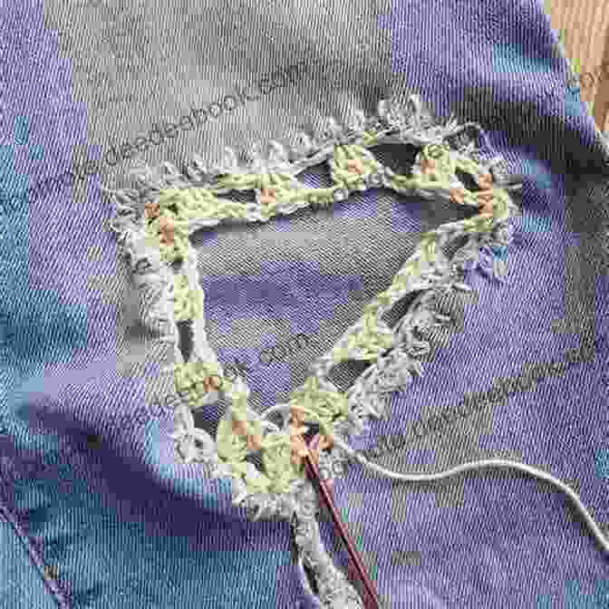 Close Up Of Repaired Jeans With Crocheted Patch Detail Crochet Hacking: Repair And Refashion Clothes With Crochet